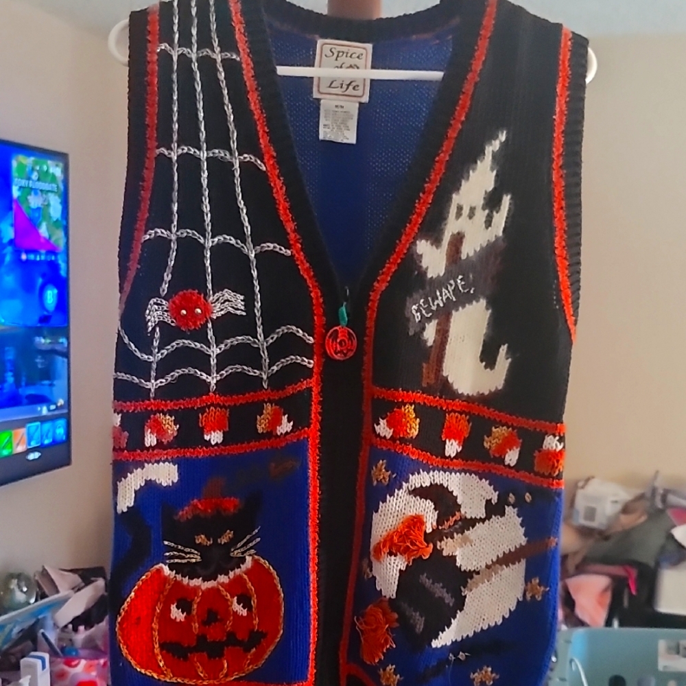 Vintage Womens Halloween Sweater Vest